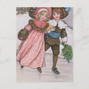 Girl and Boy Skaten Postkarte