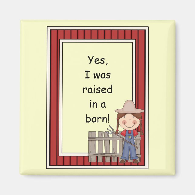 Girl and Hayfork - Bauernhof Barnyard Friend - Kin Magnet (Vorne)