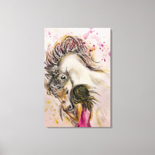 Girl and Horse Friends Canvas Print - Malerei Leinwanddruck