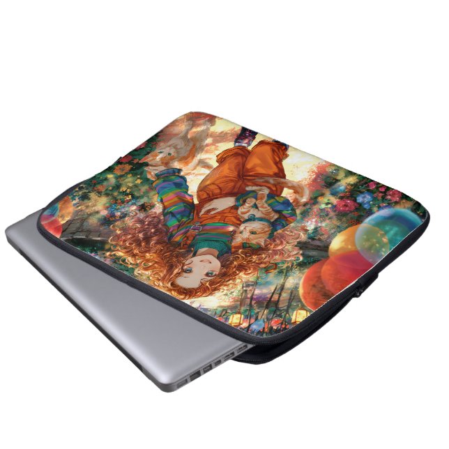 Girl and kittens on joyful walk laptopschutzhülle (Vorne Knopf)