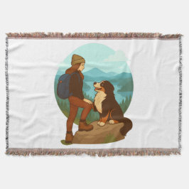 Girl and Mountain Dog Adventure Illustration Decke
