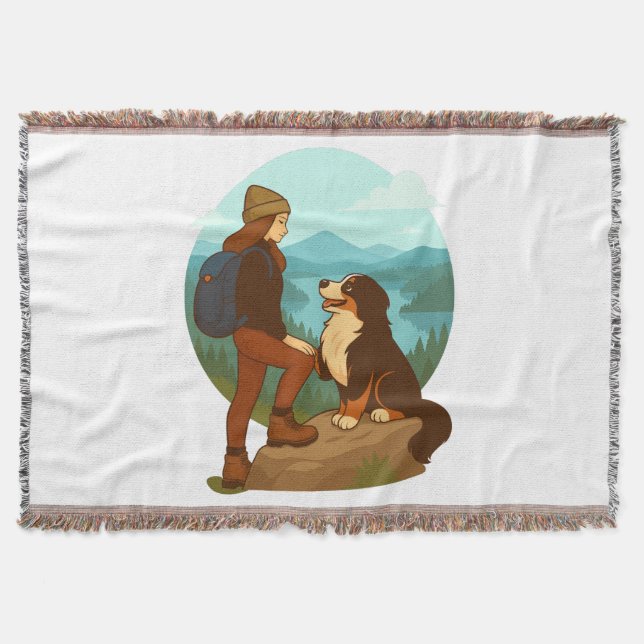 Girl and Mountain Dog Adventure Illustration Decke (Vorderseite)