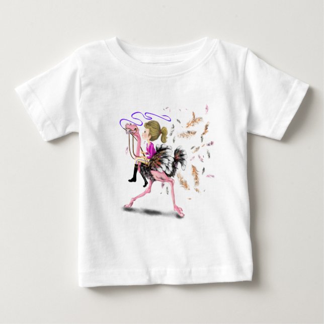 Girl and Ostrich Racing Team Baby T-Shirt - Fun (Vorderseite)