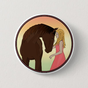 Girl and Pferde Pferdesportler Button