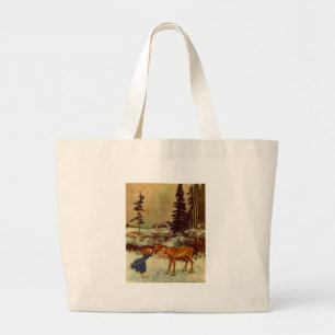 Girl and Reindeer Jumbo Stoffbeutel