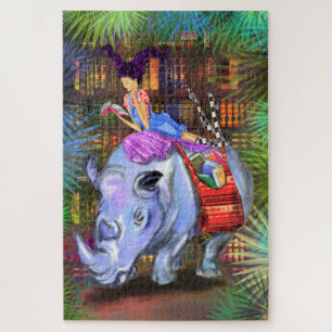 Girl and Rhino - Bibliothek im Dschungel - Fantasi