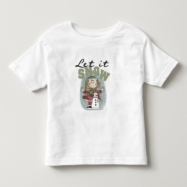 Girl and Snowman Lass es Schnee T - Shirt (Vorderseite)