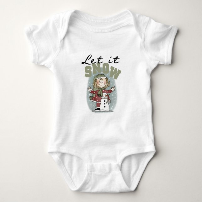 Girl and Snowman Lass es Schnee T - Shirt (Vorderseite)