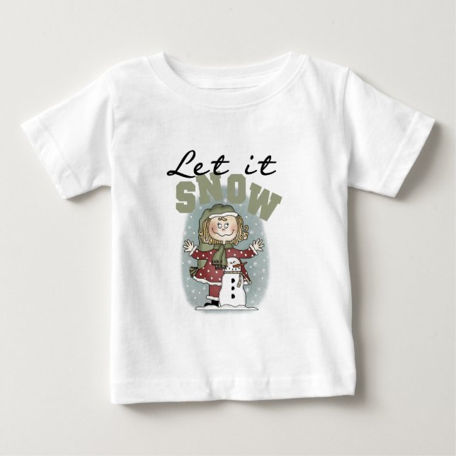 Girl and Snowman Let it Snow T-shirts (Devant)