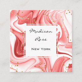 Girl and Trendy Peach White Tinte Gold Sparkle Quadratische Visitenkarte