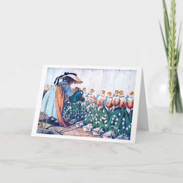 Girl and Tulip, Jessie Willcox Smith Karte (Vorderseite)