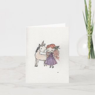 Girl and Unicorn Small Karte