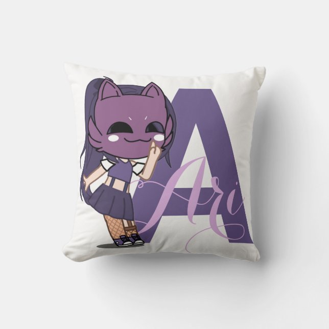 Girl Anime Gacha Dekor Lila Ari Kissen (Vorderseite)