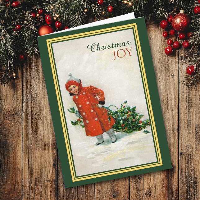 Girl Ansammlung Holly Vintage Weihnachten Karte (Von Creator hochgeladen)