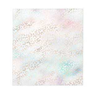 Girl Aqua Blush Pink Gold Leopard Print Notizblock