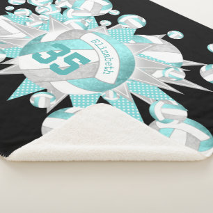Girl Aqua Gray Volleyballs und Sterne Sherpadecke