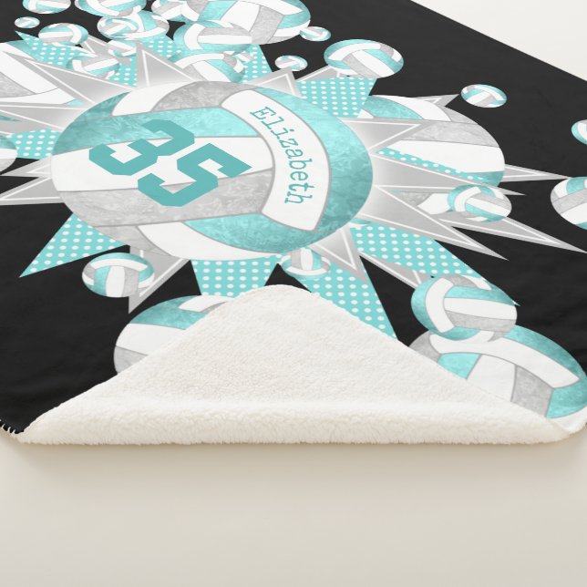 Girl Aqua Gray Volleyballs und Sterne Sherpadecke (3/4)