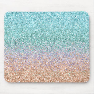 Girl Aqua Peach Gold Lila Minze Mermaid Glitzer Mousepad