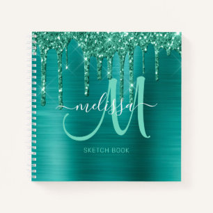 Girl-Aquamarin Dripping-Glitzer Notizbuch