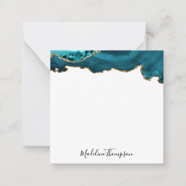 Girl Aquamarin Velvet Agate Geode Script Square 2 Mitteilungskarte (Vorderseite)