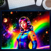 Girl Astronaut Space Stars Farbenfrohe Galaxie Kun