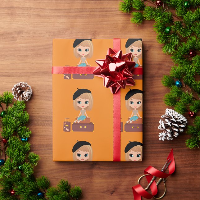 Girl auf Holiday Wrapping Paper Geschenkpapier (Von Creator hochgeladen)