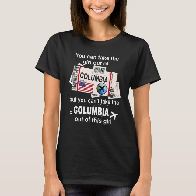 Girl aus Columbia Boarding Pass Flight Ticket Co T-Shirt (Vorderseite)