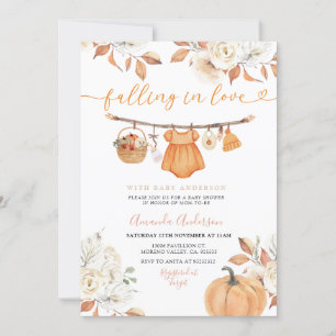 Girl Autumn Clothesline Fall Baby Showdusche einla Einladung