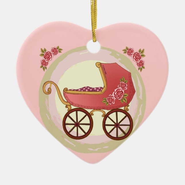 Girl Baby Buggy Keramik Ornament (Vorne)