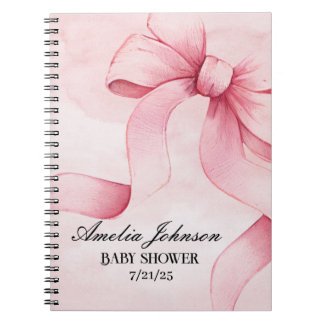 Girl Baby Dusche Blush Pink Ribbon Coquette Notizblock
