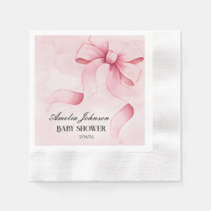 Girl Baby Dusche Blush Pink Ribbon Coquette Serviette