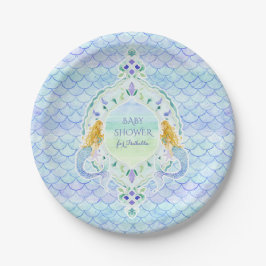 Girl Baby Dusche Meerjungfrau Fish Scale Muster Pappteller