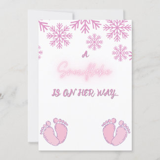 Girl Baby Dusche mit rosa Schneeflocken und Feet Einladung