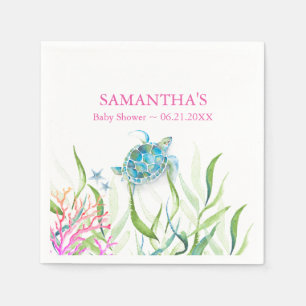 Girl Baby Dusche Napkins Sea Turtle Serviette