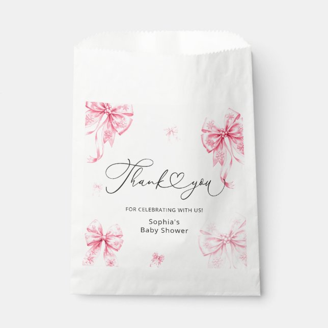 Girl Baby Dusche Pink Bow Vielen Dank Geschenktütchen (Vorderseite)