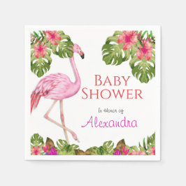Girl Baby Dusche Pink Flamingo Tropical Wildlife Serviette