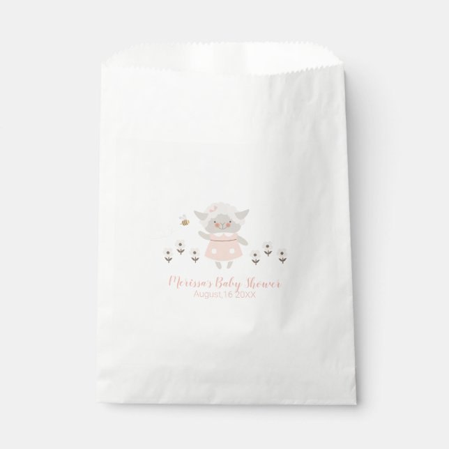 Girl Baby Dusche Pink Lamb Leckerei Bags Geschenktütchen (Vorderseite)