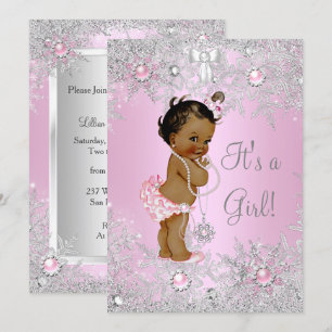 Girl Baby Dusche Pink Winter WonderLand Ethnic Einladung