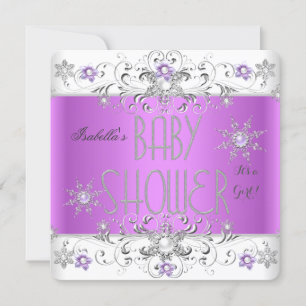 Girl Baby Dusche Winter Wonderland Lila White Einladung