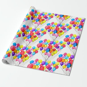 GIRL BABY DUSER   Rainbow BALLOON   Aquarell Geschenkpapier