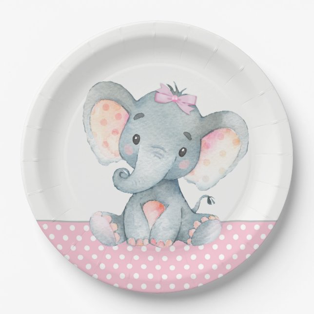 Girl Baby Elephant Baby Duschpapier Teller (Vorderseite)