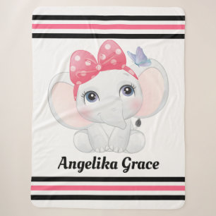Girl Baby Elephant mit Bow Individuelle Name Sherpadecke