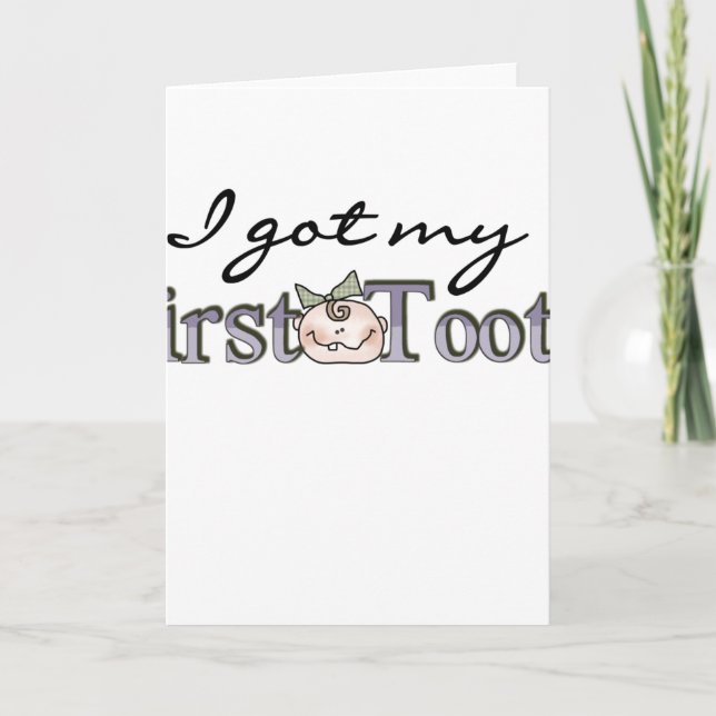 Girl Baby First Tooth Karte (Vorderseite)