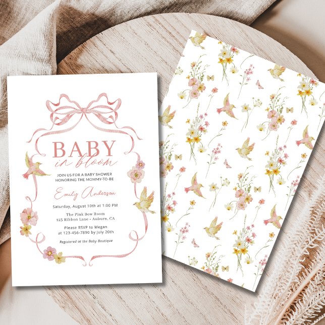 Girl Baby in Bloom Coquette Bow Wildblume Dusche Einladung (Von Creator hochgeladen)