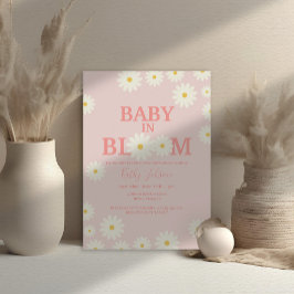 Girl Baby in Bloom Daisy Floral Pink Baby Dusche Einladung