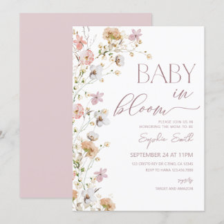 Girl Baby in Bloom Wildblume Babydusche Einladung