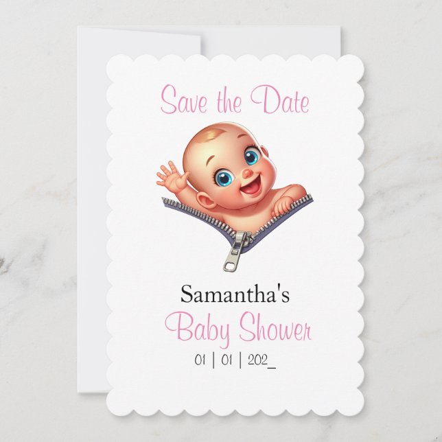 Girl Baby Peeking out Baby Shower Theme (Vorderseite)