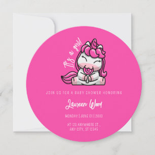 Girl Baby Pink Unicorn Gender Reveal Party Einladung