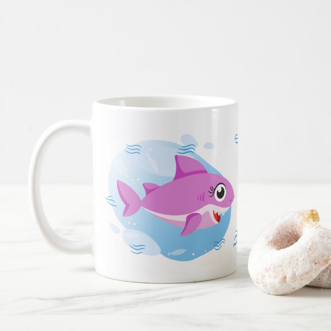Girl Baby Shark - Pink Kaffeetasse (Mit Donut)