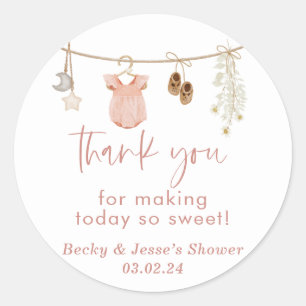 Girl Baby Shower Boho Blush Pink Gefälligkeitskl Runder Aufkleber